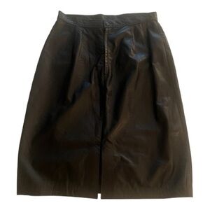 Black Leather A-Line Lined Skirt | Womens Size 9 | Professional Style |